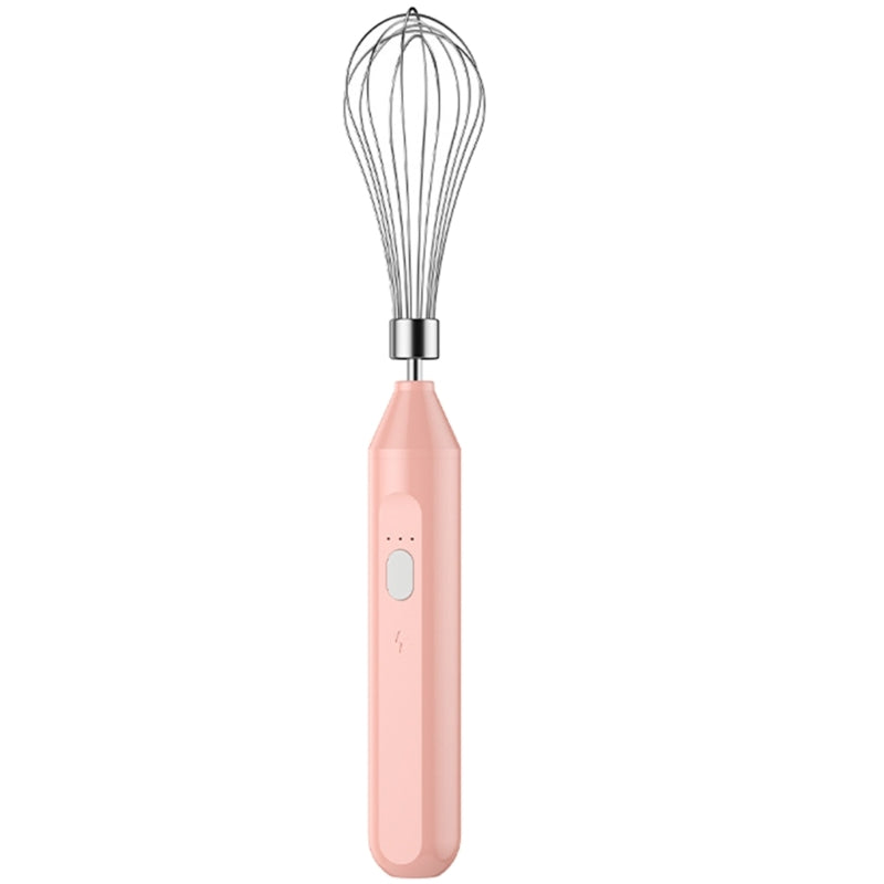 Black rechargeable handheld electric whisk with stainless steel spring frother attachment