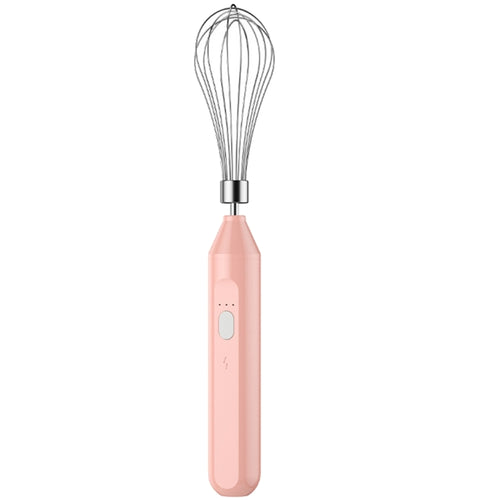 Black rechargeable handheld electric whisk with stainless steel spring frother attachment