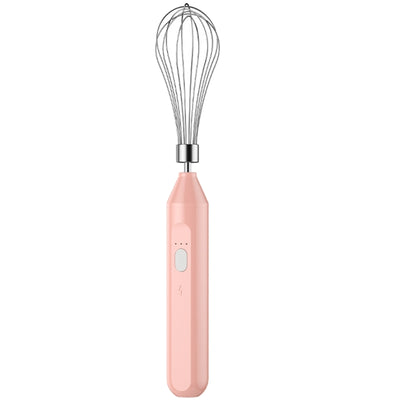 Black rechargeable handheld electric whisk with stainless steel spring frother attachment
